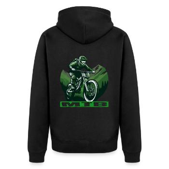 MTB Bike - Unisex Premium Bio Zip Hoodie - Schwarz - Hinten - Nico (187cm)