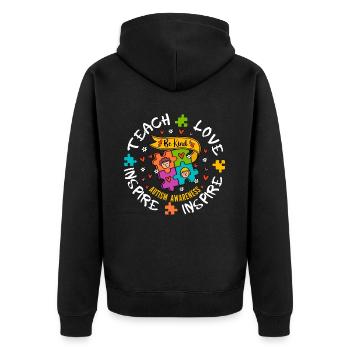 Autism Awareness Teacher Teach Hope Love Inspire - Unisex Premium Organic Zip Hoodie - black - Back - Nico (187cm)