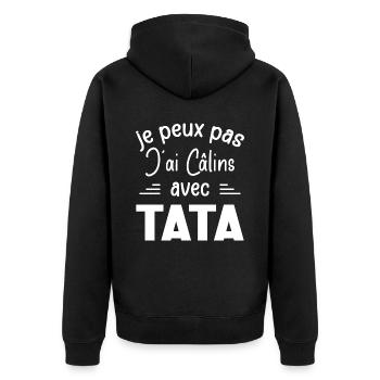 Je Peux Pas J'ai Câlins Avec Tata - Veste à capuche bio Premium Unisexe - noir - Dos - Nico (187cm)