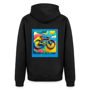Bike - Unisex Premium Bio Zip Hoodie - Schwarz - Hinten - Nico (187cm)