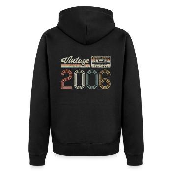 Limited Edition Vintage 2006 Geburtstag Geschenk - Unisex Premium Bio Zip Hoodie - Schwarz - Hinten - Nico (187cm)