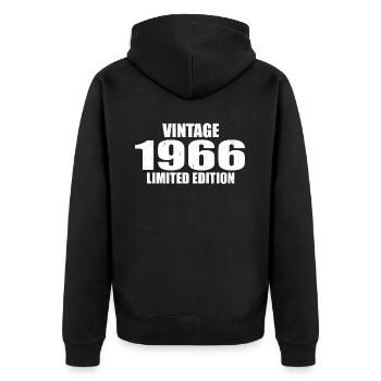 Vintage 1966 Birthday 1966 - Retro 1966 - Unisex Premium Organic Zip Hoodie - black - Back - Nico (187cm)