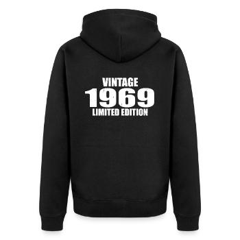 Vintage 1969 Geburtstag 1969 - Retro 1969 - Unisex Premium Bio Zip Hoodie - Schwarz - Hinten - Nico (187cm)