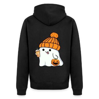 Fantôme Fantôme Halloween Chapeau Mignon Thé Bulle Citrouille - Veste à capuche bio Premium Unisexe - noir - Dos - Nico (187cm)