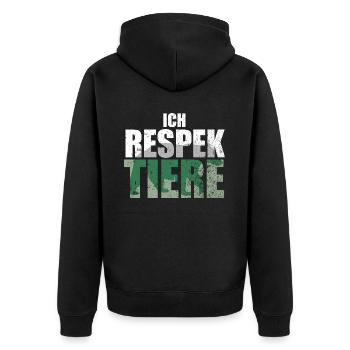 Ich Respektiere Tiere Tierschutz Bär Jagd - Unisex Premium Bio Zip Hoodie - Schwarz - Hinten - Nico (187cm)