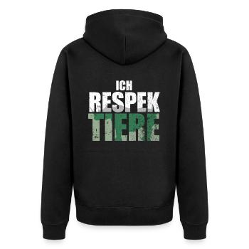 Ich Respektiere Tiere Tierschutz Nashorn Jagd - Unisex Premium Bio Zip Hoodie - Schwarz - Hinten - Nico (187cm)