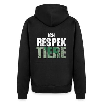 Ich Respektiere Tiere Tierschutz Hirsch Jagd - Unisex Premium Bio Zip Hoodie - Schwarz - Hinten - Nico (187cm)