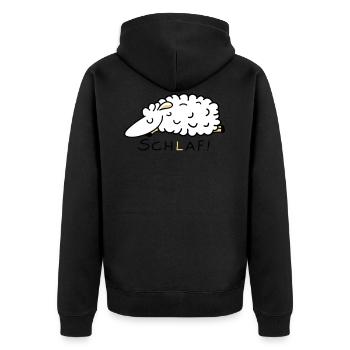 Schlaf wie das Schaf - Unisex Premium Bio Zip Hoodie - Schwarz - Hinten - Nico (187cm)