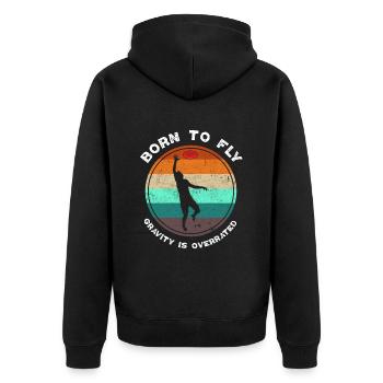 Born to fly Ultimate Frisbee - Unisex Premium Organic Zip Hoodie - black - Back - Nico (187cm)