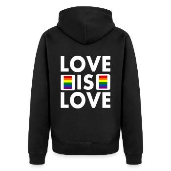 Love is love - Veste à capuche bio Premium Unisexe - noir - Dos - Nico (187cm)