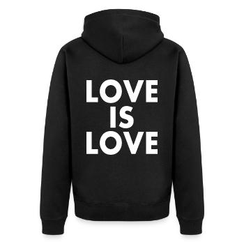 Love is love - Veste à capuche bio Premium Unisexe - noir - Dos - Nico (187cm)