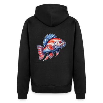 USA Barsch Angel Tshirt - Unisex Premium Bio Zip Hoodie - Schwarz - Hinten - Nico (187cm)