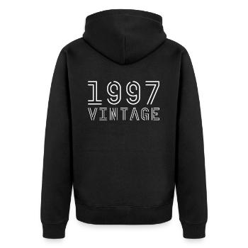 1997 Jahrgang Vintage 1997 Geburtstag 1997 retro - Unisex Premium Bio Zip Hoodie - Schwarz - Hinten - Nico (187cm)
