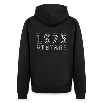 1975 Jahrgang Vintage 1975 Geburtstag 1975 retro - Unisex Premium Bio Zip Hoodie - Schwarz - Hinten - Nico (187cm)