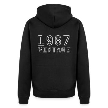 1967 Jahrgang Vintage 1967 Geburtstag 1967 retro - Unisex Premium Bio Zip Hoodie - Schwarz - Hinten - Nico (187cm)