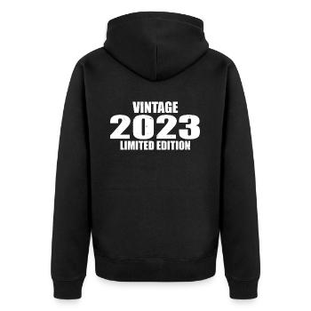 Vintage 2023 Birthday 2023 Retro 2023 - Unisex Premium Organic Zip Hoodie - black - Back - Nico (187cm)