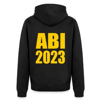Abi 2023 - Unisex Premium Bio Zip Hoodie - Schwarz - Hinten - Nico (187cm)