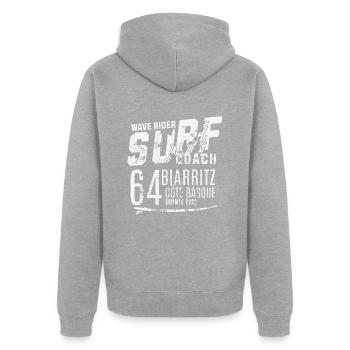 Surf coach wave rider Biarritz - Unisex Premium Organic Zip Hoodie - heather grey - Back - Nico (187cm)