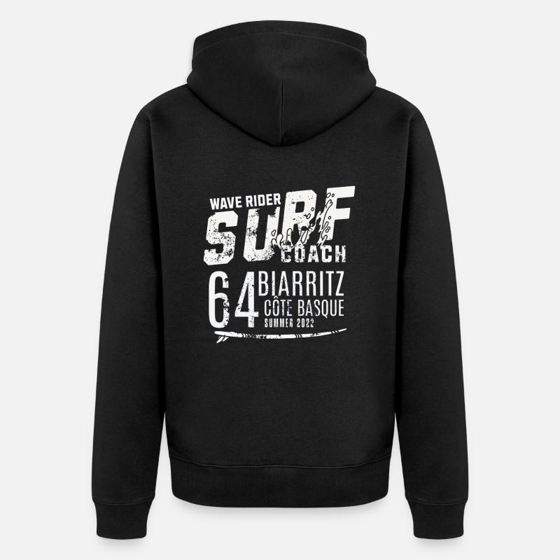 Surf coach wave rider Biarritz - Veste à capuche bio Premium Unisexe - noir