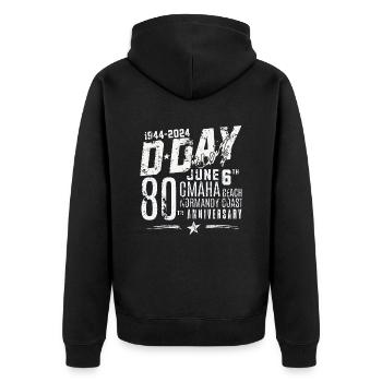 D Day Omaha Beach 80th 2024 - Unisex Premium Organic Zip Hoodie - black - Back - Nico (187cm)