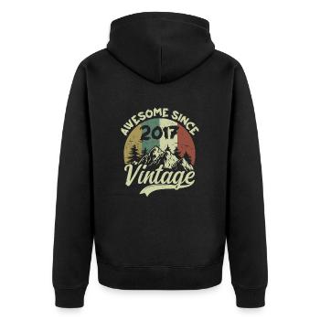 Vintage 2017 Birthday Gift 2017 - Unisex Premium Organic Zip Hoodie - black - Back - Nico (187cm)