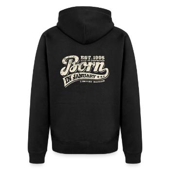 Born in January 1995 - Geburtstag - Geschenk - Unisex Premium Bio Zip Hoodie - Schwarz - Hinten - Nico (187cm)