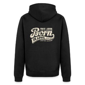 Born in April 1995 - Geburtstag - Geschenk - Unisex Premium Bio Zip Hoodie - Schwarz - Hinten - Nico (187cm)