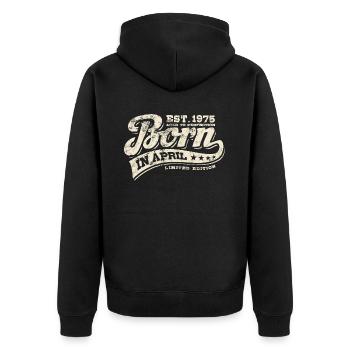 Born in April 1975 - Geburtstag - Geschenk - Unisex Premium Bio Zip Hoodie - Schwarz - Hinten - Nico (187cm)