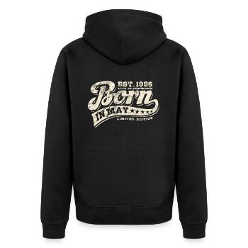 Born in May 1995 - Geburtstag - Geschenk - Unisex Premium Bio Zip Hoodie - Schwarz - Hinten - Nico (187cm)