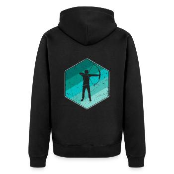 Tir à l’arc Flèche Vintage Archer - Veste à capuche bio Premium Unisexe - noir - Dos - Nico (187cm)