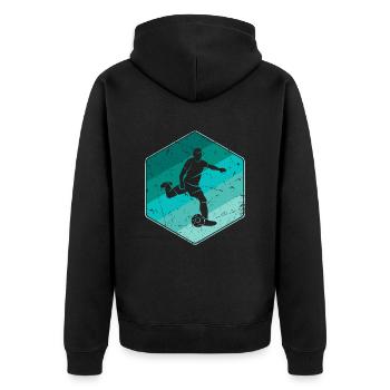 Fußballer Retro Fußball Spieler Fußballspieler - Unisex Premium Bio Zip Hoodie - Schwarz - Hinten - Nico (187cm)