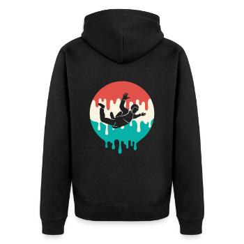 Skydiver Fallschirmspringer Vintage Skydiving - Unisex Premium Bio Zip Hoodie - Schwarz - Hinten - Nico (187cm)
