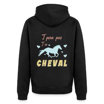 Je Peux Pas J ai Cheval - Amoureux des Chevaux - Veste à capuche bio Premium Unisexe - noir - Dos - Nico (187cm)