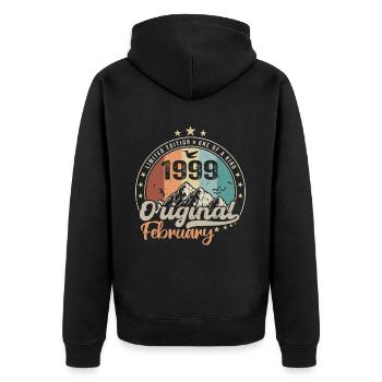 Legends Born In February 1999 25th Birthday Gift - Unisex Premium Organic Zip Hoodie - black - Back - Nico (187cm)