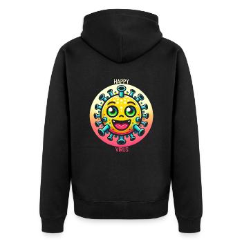 Freudige Virus-Freude - Unisex Premium Bio Zip Hoodie - Schwarz - Hinten - Nico (187cm)