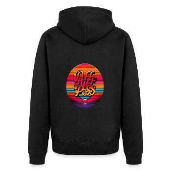 Puff Puff Pass, Weed Ganja kiffen für weed smoker - Unisex Premium Bio Zip Hoodie - Schwarz - Hinten - Nico (187cm)