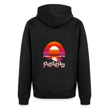 Puff Puff Pass, Weed Ganja kiffen für weed smoker - Unisex Premium Bio Zip Hoodie - Schwarz - Hinten - Nico (187cm)