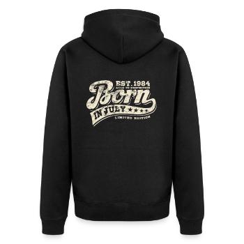Born in July 1984 - Geburtstag - Geschenk - Unisex Premium Bio Zip Hoodie - Schwarz - Hinten - Nico (187cm)