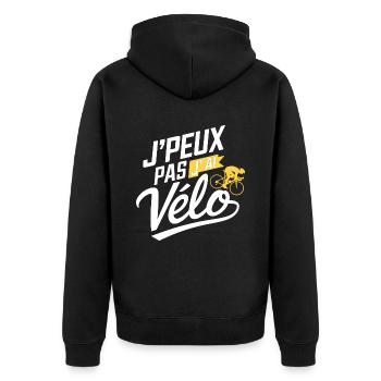 Ich kann kein Fahrrad haben - Unisex Premium Bio Zip Hoodie - Schwarz - Hinten - Nico (187cm)