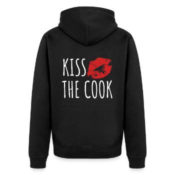 Kiss the cook - kochen - Spruch - Unisex Premium Organic Zip Hoodie - black - Back - Nico (187cm)