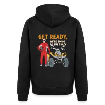 Get Ready ATV Design für Quad-Fahrer - Unisex Premium Bio Zip Hoodie - Schwarz - Hinten - Nico (187cm)