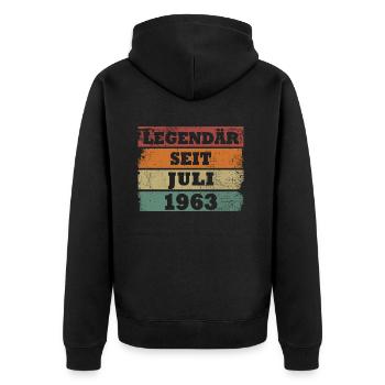 Legendär seit Juli 1963 Geburtstagsgeschenk - Unisex Premium Bio Zip Hoodie - Schwarz - Hinten - Nico (187cm)