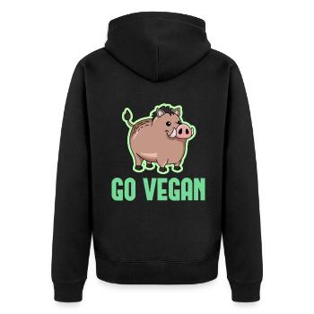 Wild boar design for proud vegans - Unisex Premium Organic Zip Hoodie - black - Back - Nico (187cm)