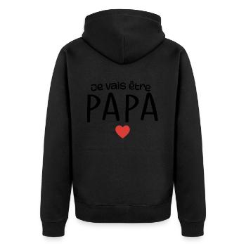 Ich werde Vater sein - Papa wird Vater - Papa Geschenk - Unisex Premium Bio Zip Hoodie - Schwarz - Hinten - Nico (187cm)