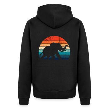 Elefant - Großwild, Stoßzahn, Elfenbein - Unisex Premium Bio Zip Hoodie - Schwarz - Hinten - Nico (187cm)
