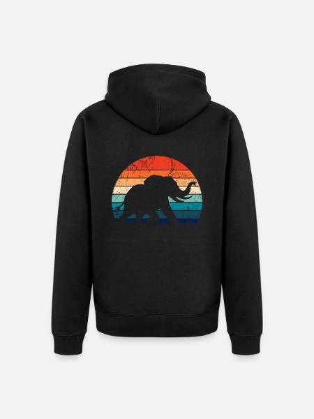 Elefant - Großwild, Stoßzahn, Elfenbein - Unisex Premium Bio Zip Hoodie - Schwarz