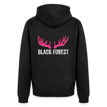 Black Forest Deer Antler Pink - Unisex Premium Organic Zip Hoodie - black - Back - Nico (187cm)
