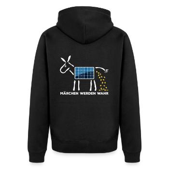 Märchen werden wahr - Goldesel - Photovoltaik - Unisex Premium Bio Zip Hoodie - Schwarz - Hinten - Nico (187cm)