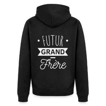 T shirt grand frère futur grand-frère cadeau - Veste à capuche bio Premium Unisexe - noir - Dos - Nico (187cm)