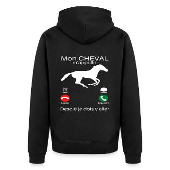 T shirt cheval mon cheval m'appelle humour cadeau. - Veste à capuche bio Premium Unisexe - noir - Dos - Nico (187cm)